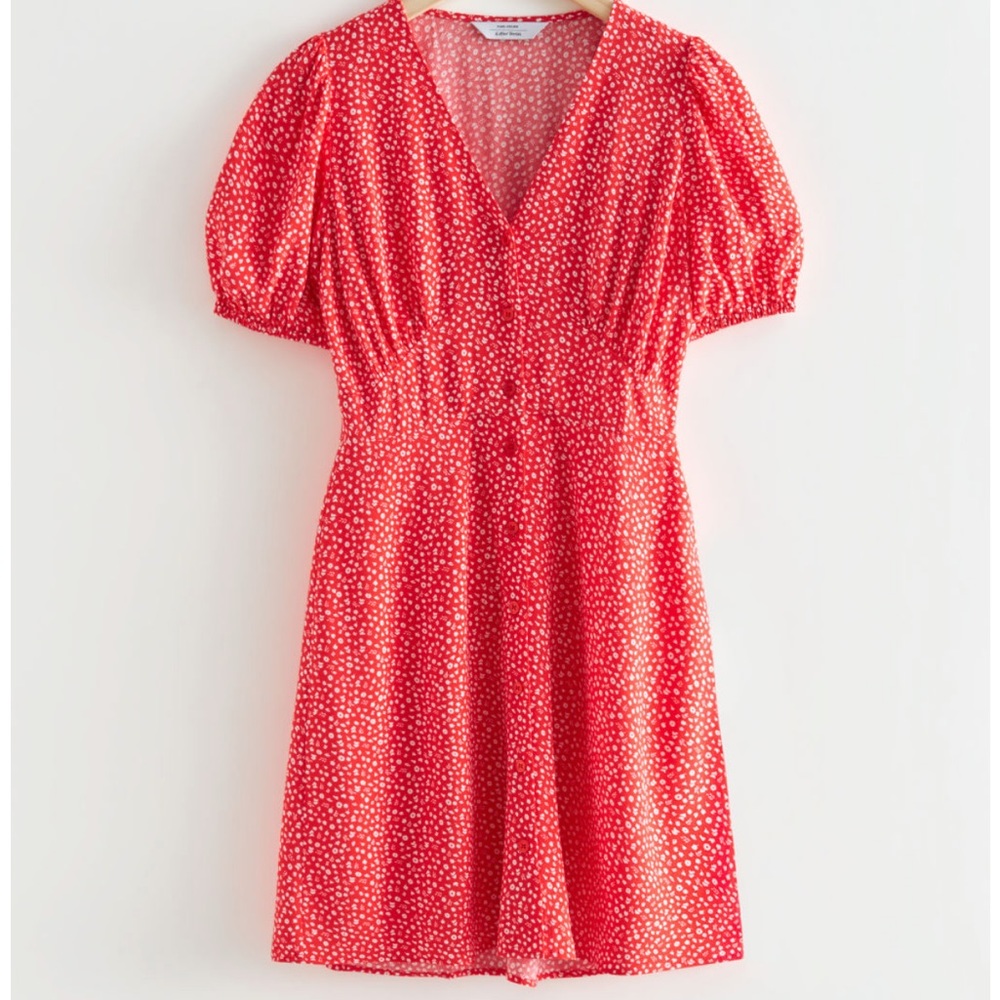 & other stories printed buttoned mini dress